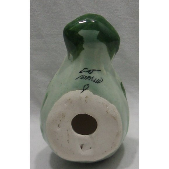 VTG Tanola Light & Dark Green Hand Painted Bird Signed "CAT" Mexico 2 3/4" - Picture 6 of 8